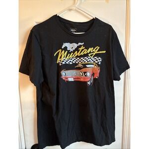 Ford Mustang Shirt Mens Large Black Racing‎ Cruising Casual Short Sleeve